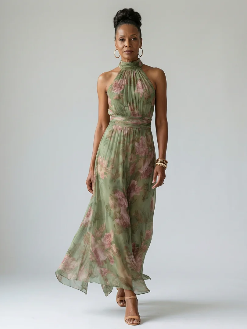 INÉS™ - FLORAL PLEATED CHIFFON JUMPSUIT