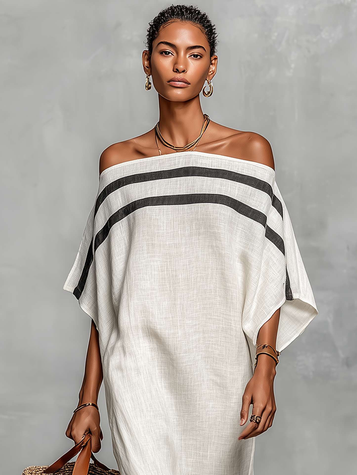Bianca – Off-Shoulder Batwing Linen Maxi Dress