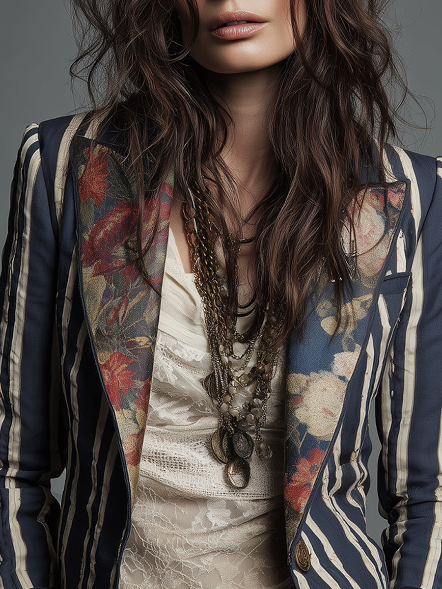 WILLA™ - FLORAL STRIPE BLAZER