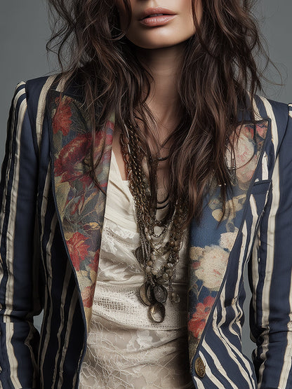 WILLA™ - FLORAL STRIPE BLAZER