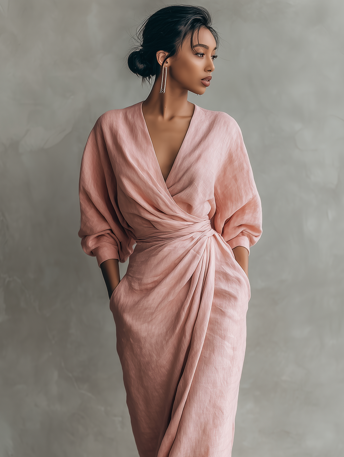 LYLA™ - LINEN V-NECK MAXI DRESS