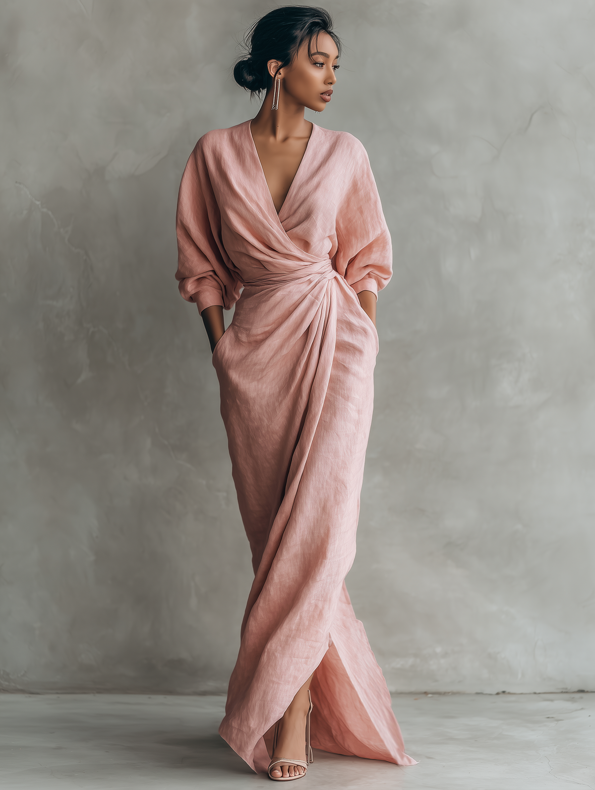 LYLA™ - LINEN V-NECK MAXI DRESS