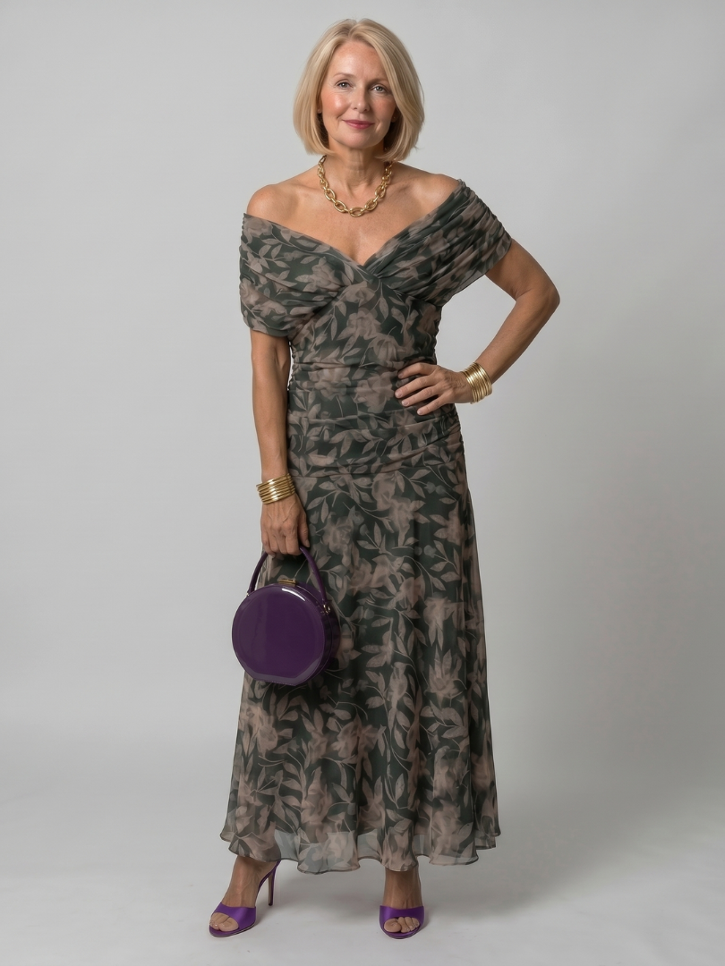 CALEN™ - OFF-SHOULDER FLOW MIDI DRESS