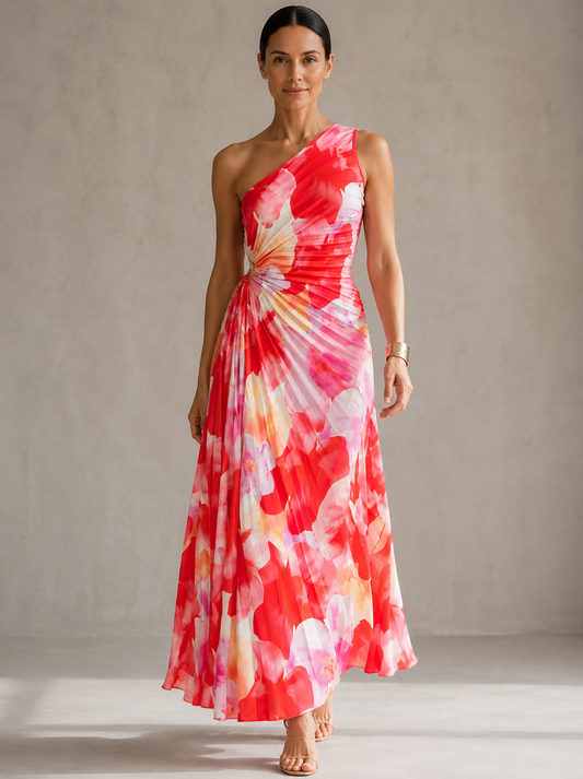 YANIRA™ - PLEATED ONE-SHOULDER DRESS