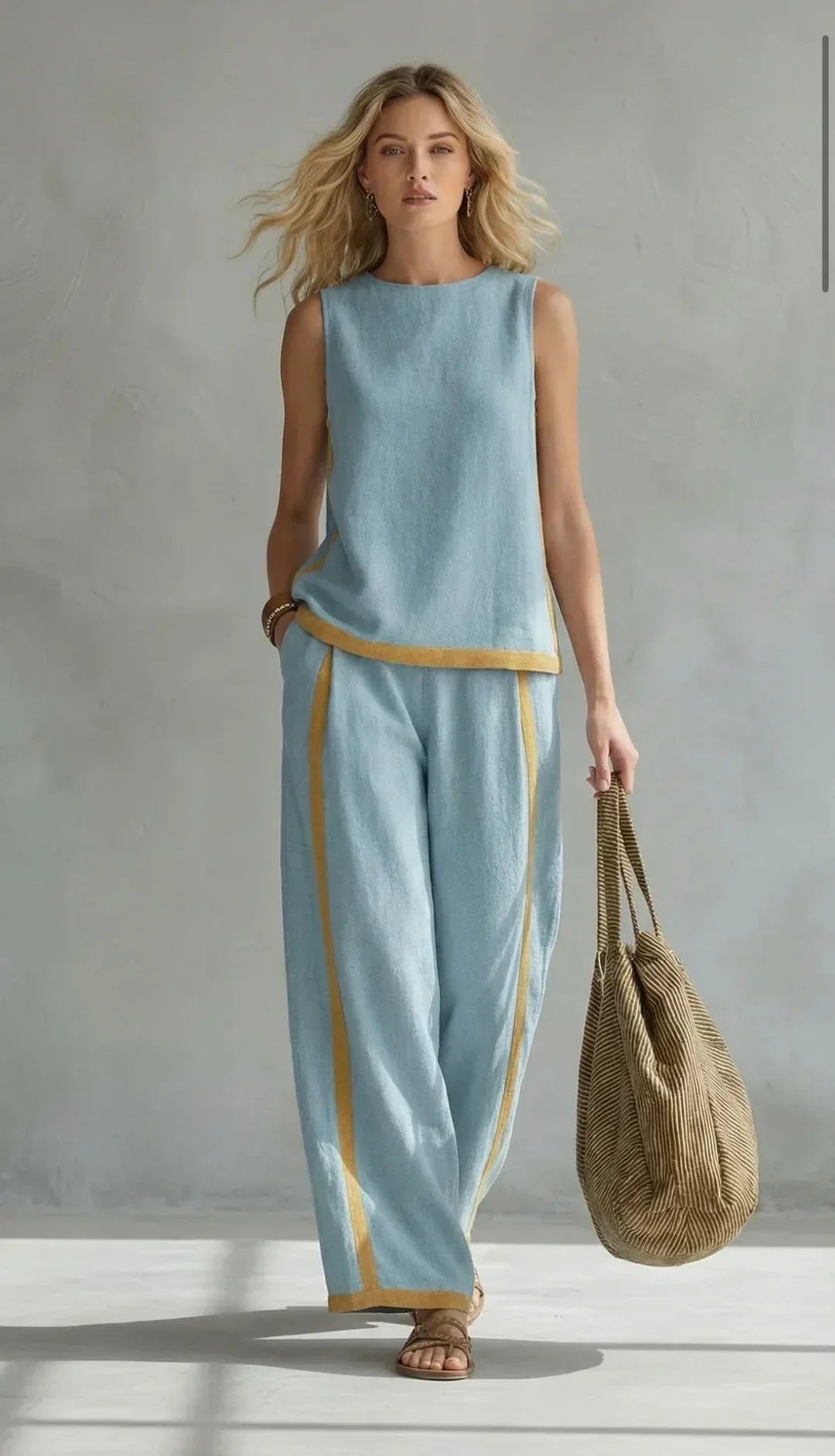 LEILA™ - CONTRAST TRIM TWO-PIECE SET