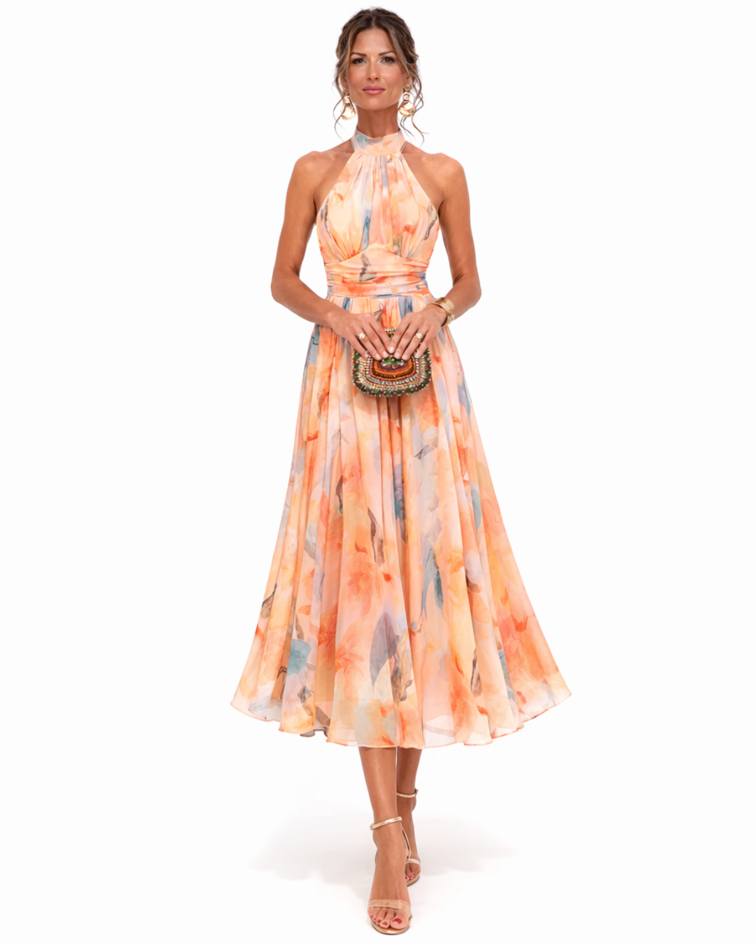 AURORA™ - WATERCOLOUR HALTER MAXI DRESS