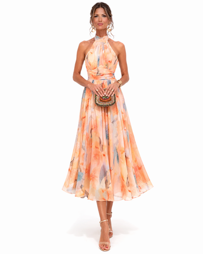 AURORA™ - WATERCOLOUR HALTER MAXI DRESS