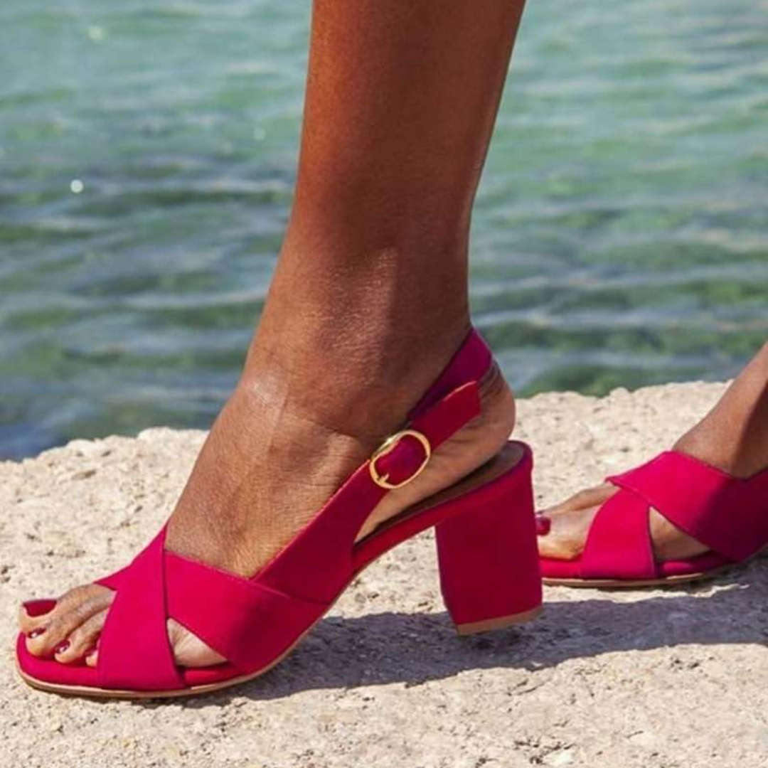 CELESTE™ - CROSSOVER BLOCK-HEEL SANDALS