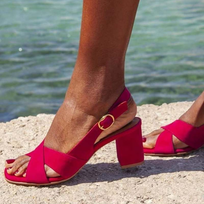 CELESTE™ - CROSSOVER BLOCK-HEEL SANDALS