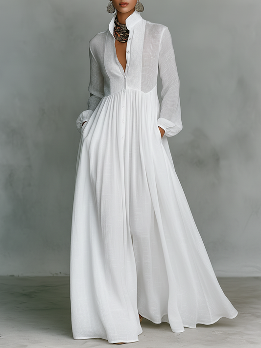 Aria – Patchwork Linen Maxi Dress
