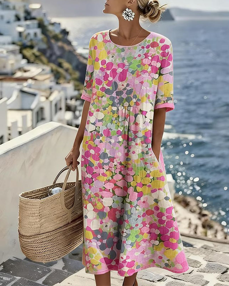 ELENA™ - LIGHT FLORAL FLOW MIDI DRESS