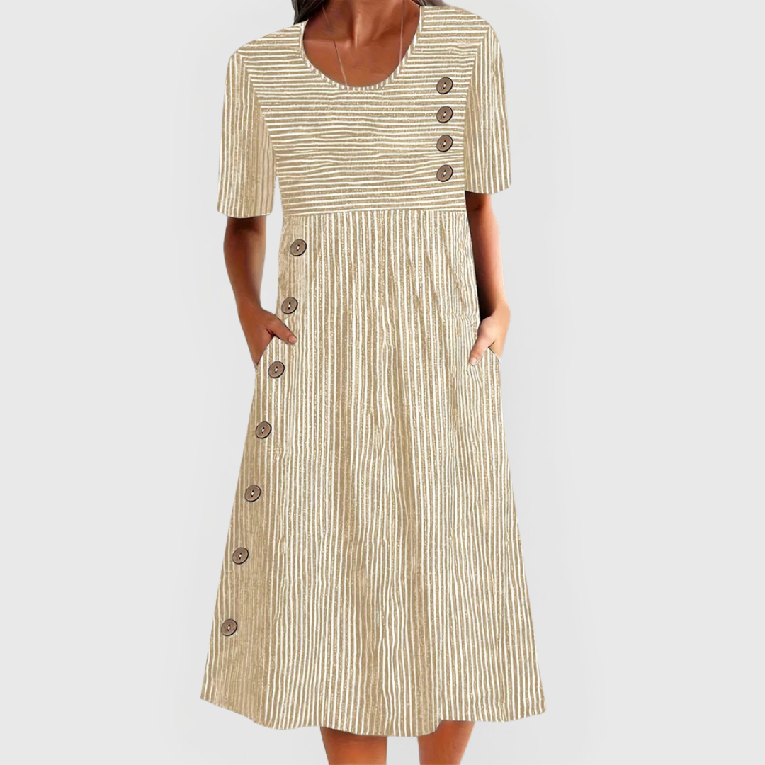 MONREAU™ - STRIPED MIDI DRESS