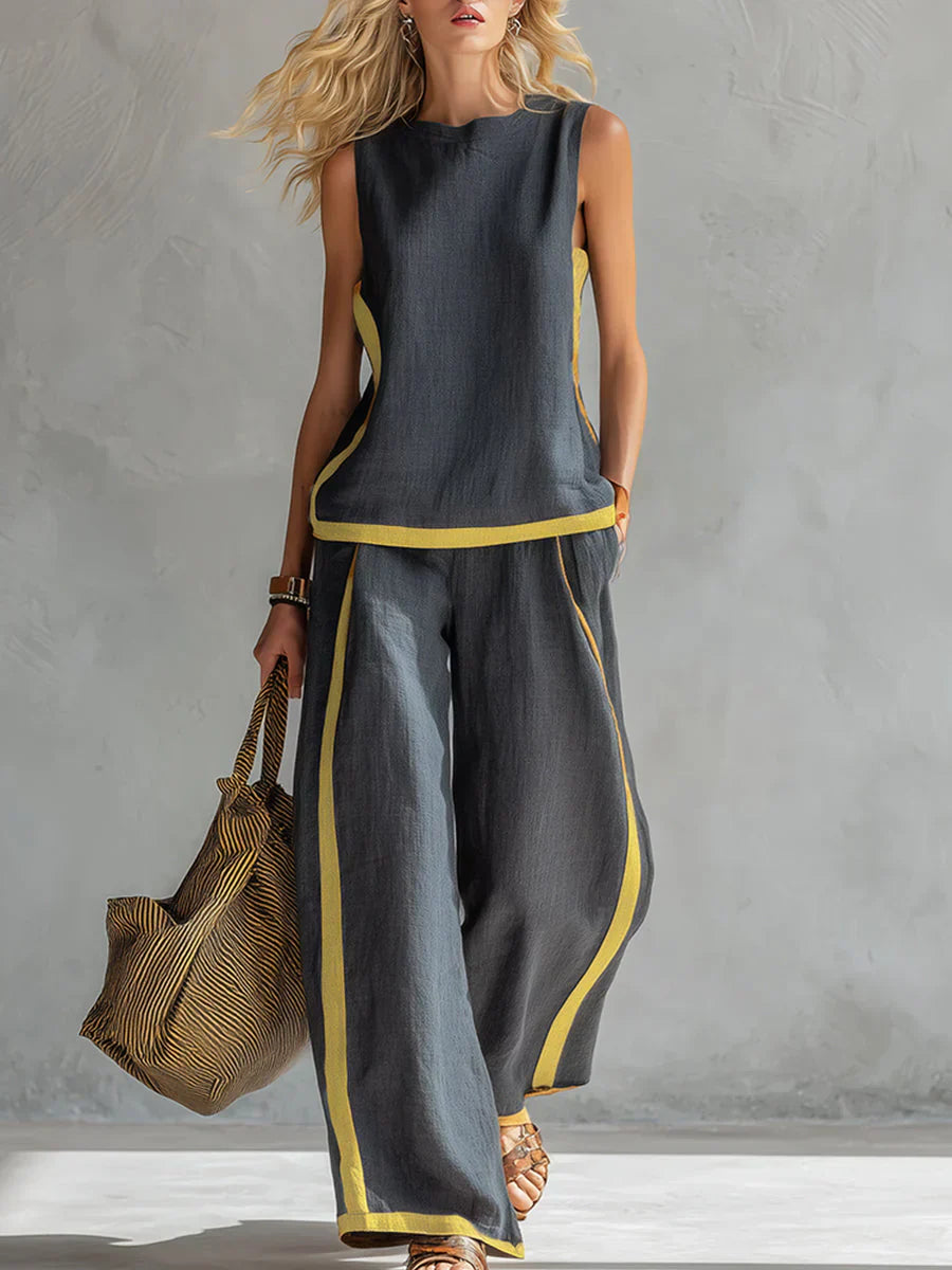 LEILA™ - CONTRAST TRIM TWO-PIECE SET