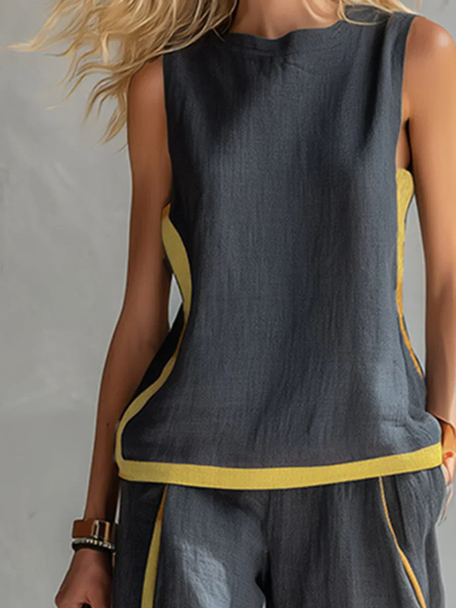 LEILA™ - CONTRAST TRIM TWO-PIECE SET