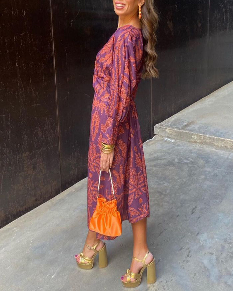 CELESTINE™ - FLORAL LONG-SLEEVE MIDI DRESS