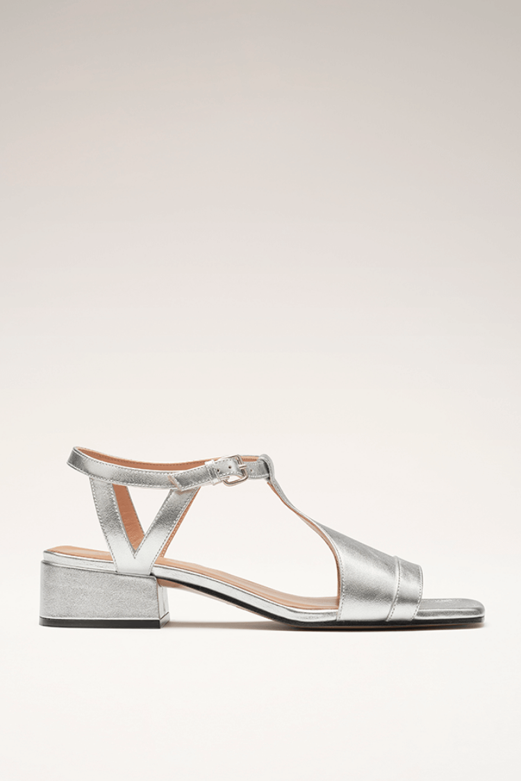 SERENA™ - SILVER CROSSOVER HEELED SANDALS