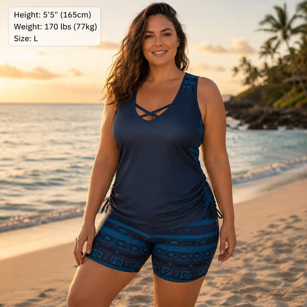 SOLANA™ - BOHO AZTEC TUMMY CONTROL TANKINI SET