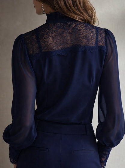 ISOLDE™ - LACE TIE-NECK BLOUSE