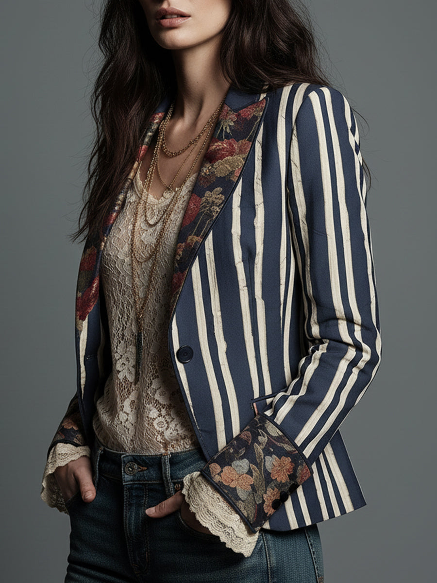 WILLA™ - FLORAL STRIPE BLAZER