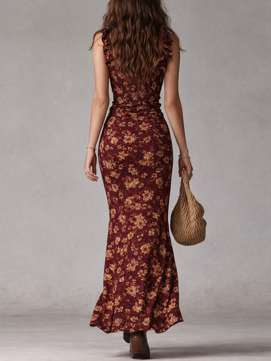 MAYFAIR™ - RETRO RUFFLE-SLEEVE MIDI DRESS