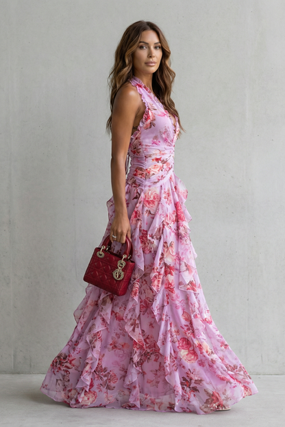 BELLADINA™ - TIERED FLORAL MAXI DRESS