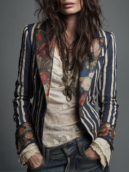 WILLA™ - FLORAL STRIPE BLAZER