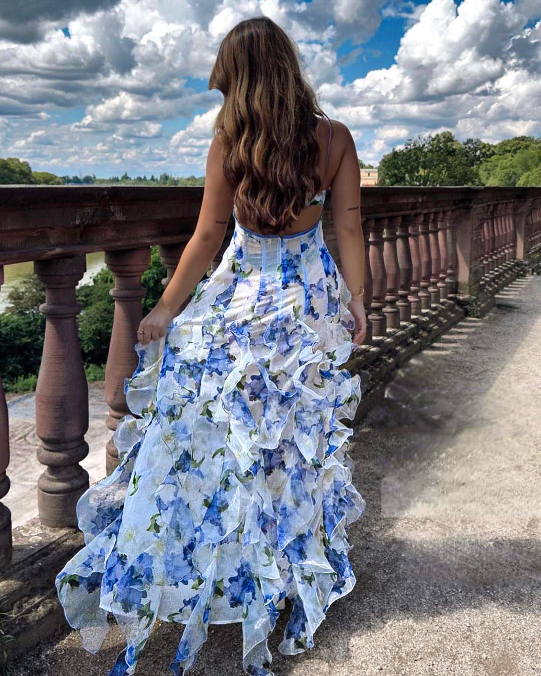 URI™ - RUFFLED FLORAL MIDI DRESS