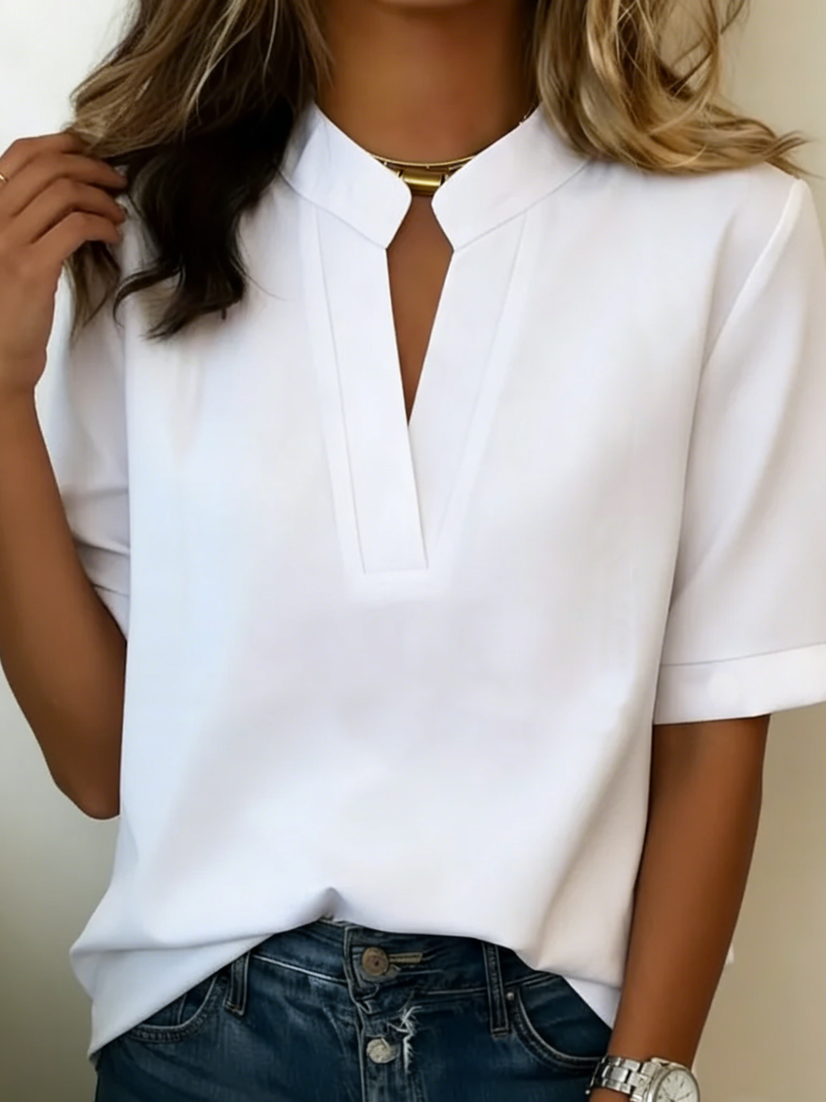 MARGAUX™ - GOLD-DETAIL BLOUSE