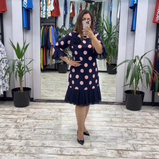 Antaradus - Palerine Pleated Polka Dot Dress