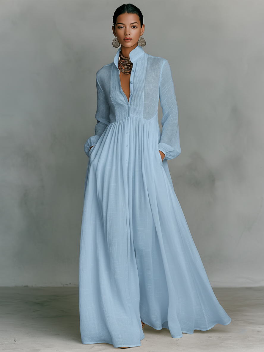 Aria – Patchwork Linen Maxi Dress