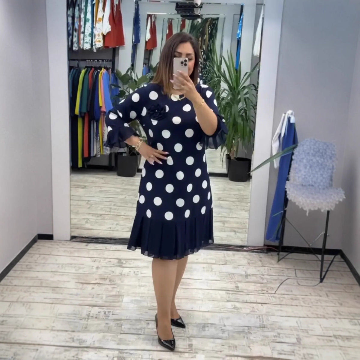 PALERINE™ - PLEATED POLKA DOT DRESS