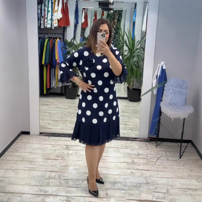 Antaradus - Palerine Pleated Polka Dot Dress