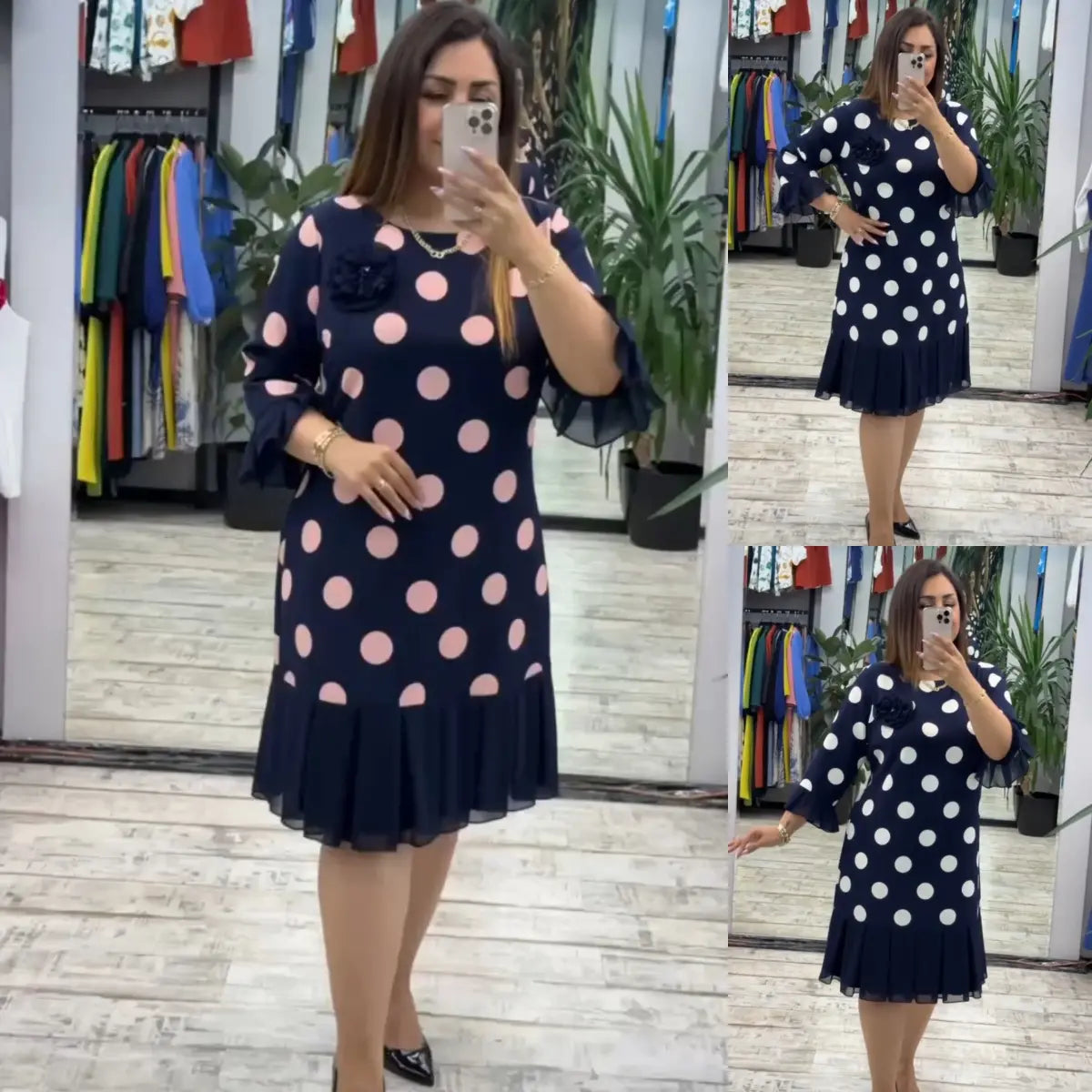 PALERINE™ - PLEATED POLKA DOT DRESS