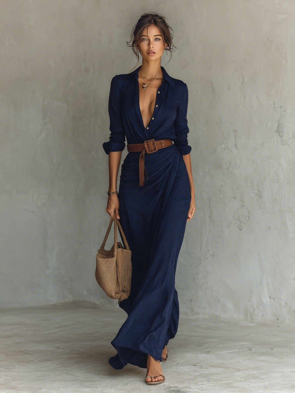 VALENTINA™ - BELTED LAPEL MAXI DRESS