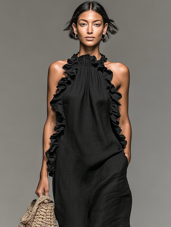 LUA™ - RUFFLE MAXI DRESS WITH POCKETS