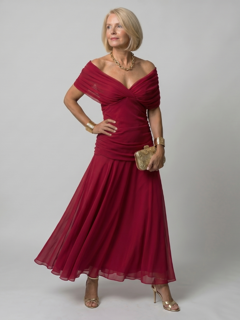 CALEN™ - OFF-SHOULDER FLOW MIDI DRESS