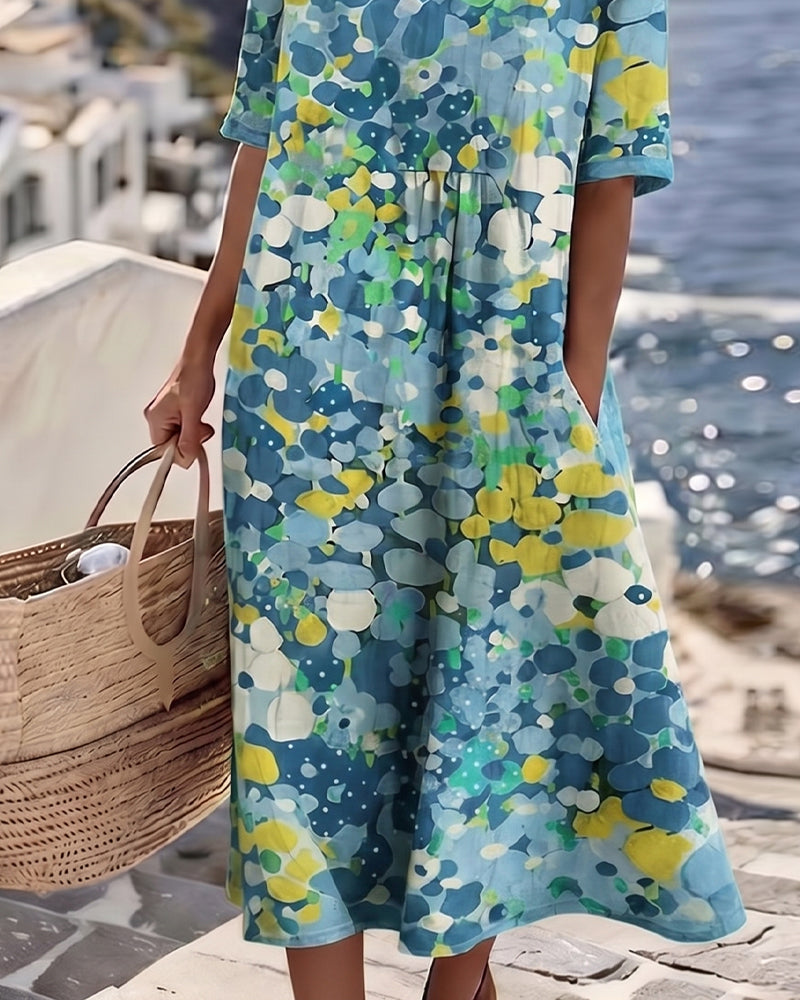 ELENA™ - LIGHT FLORAL FLOW MIDI DRESS