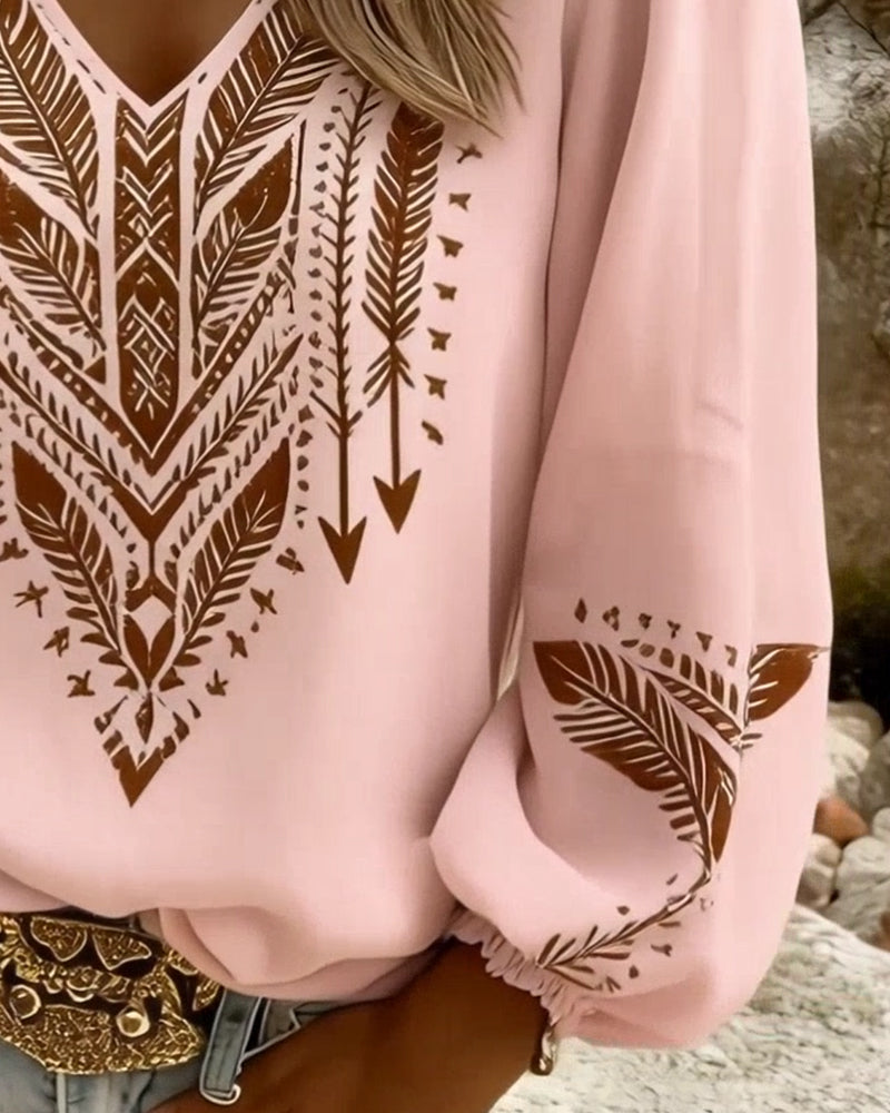BLANCHETTE™ - PUFF SLEEVE V-NECK BLOUSE