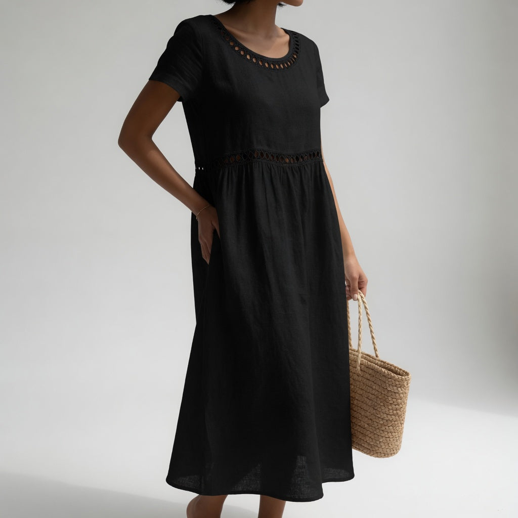 LAVINIA™ - EMBROIDERED EMPIRE-WAIST DRESS