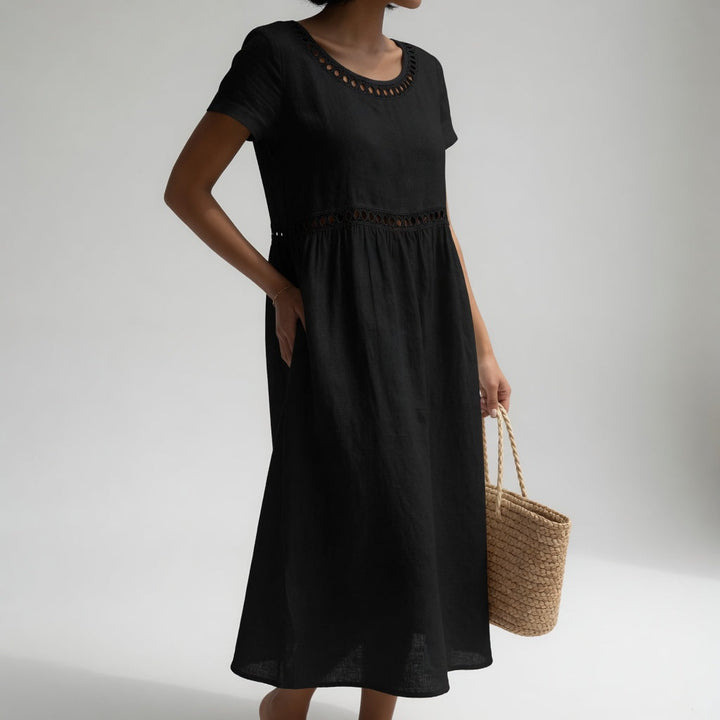 LAVINIA™ - EMBROIDERED EMPIRE-WAIST DRESS