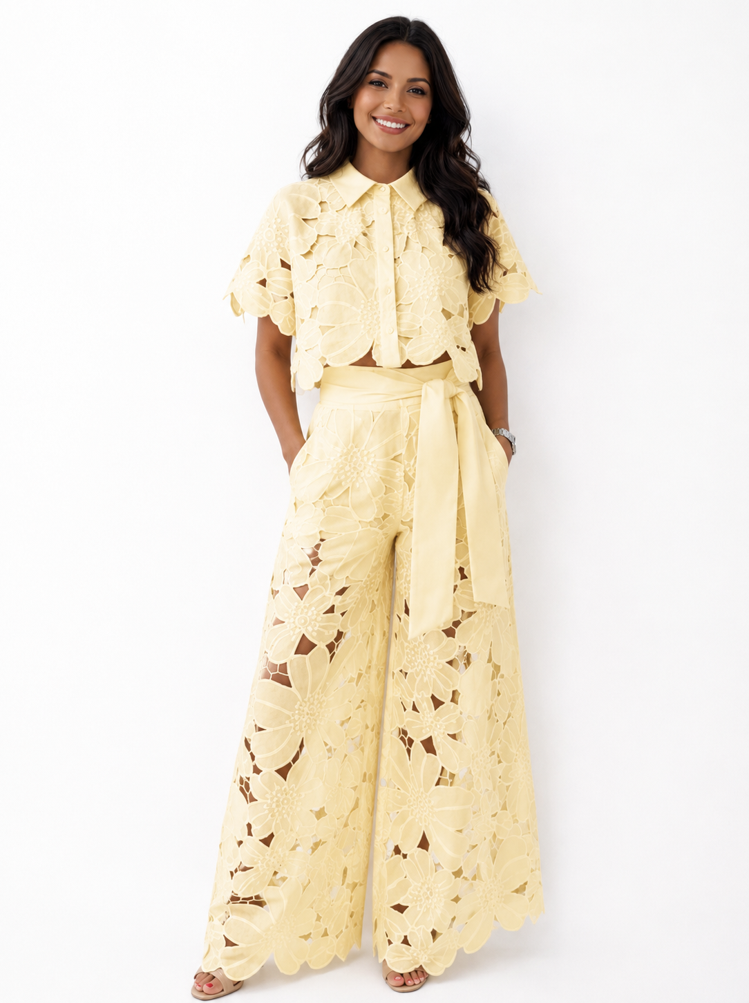 ISABELA™ - LACE EMBROIDERED TWO-PIECE SET