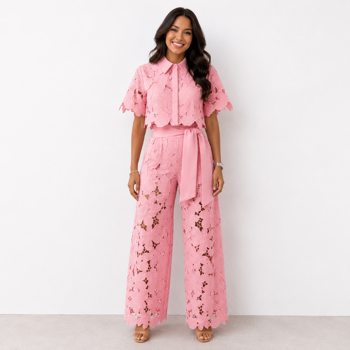 ISABELA™ - LACE EMBROIDERED TWO-PIECE SET
