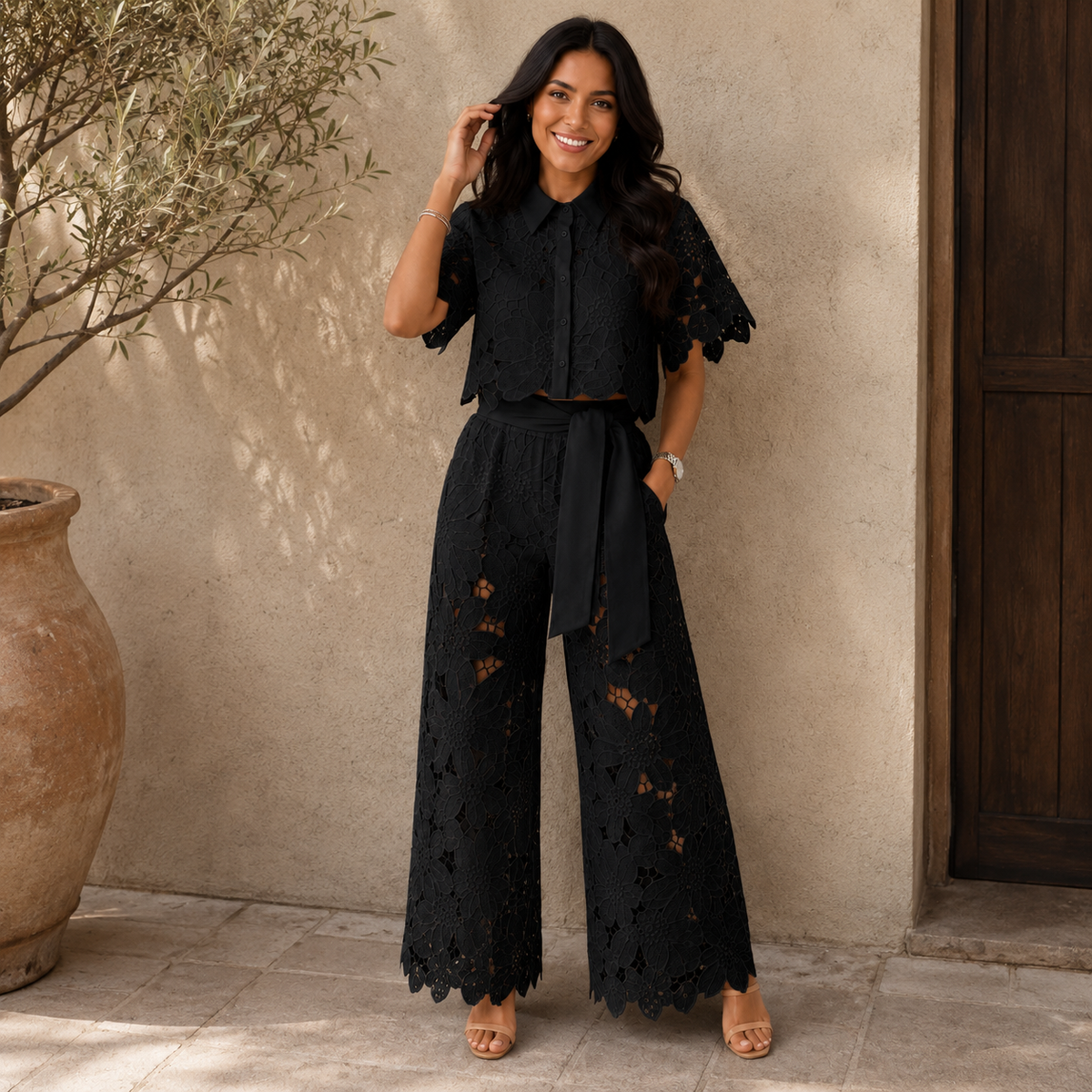 ISABELA™ - LACE EMBROIDERED TWO-PIECE SET