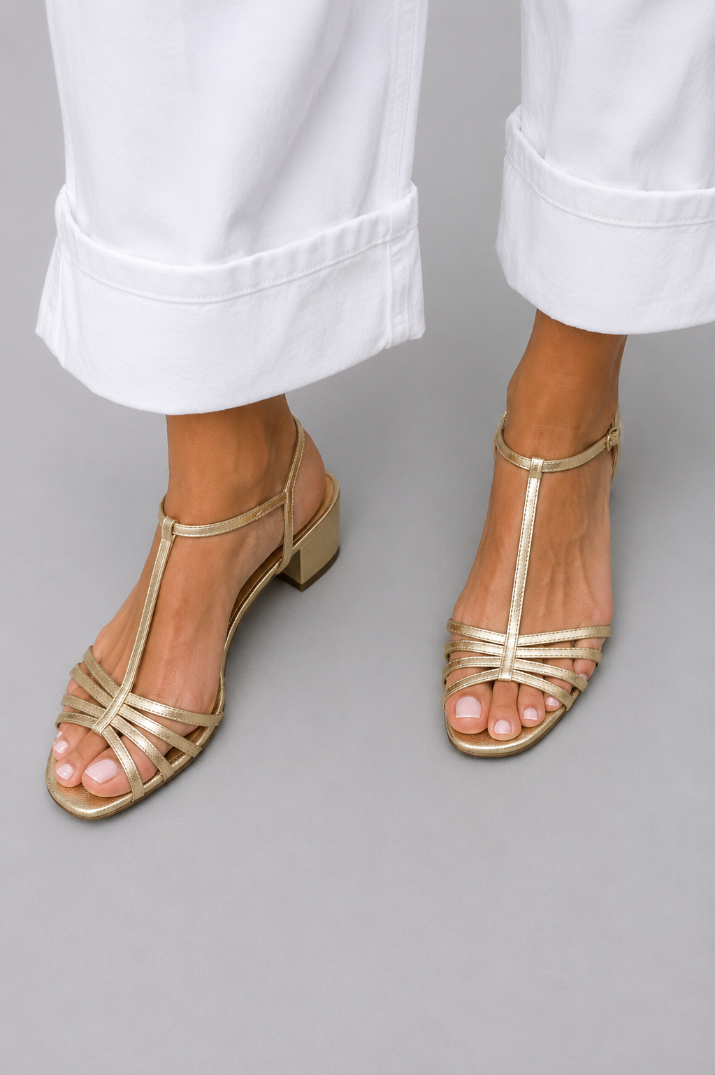 ALLEGRA™ - GOLDEN LOW-HEEL SANDALS