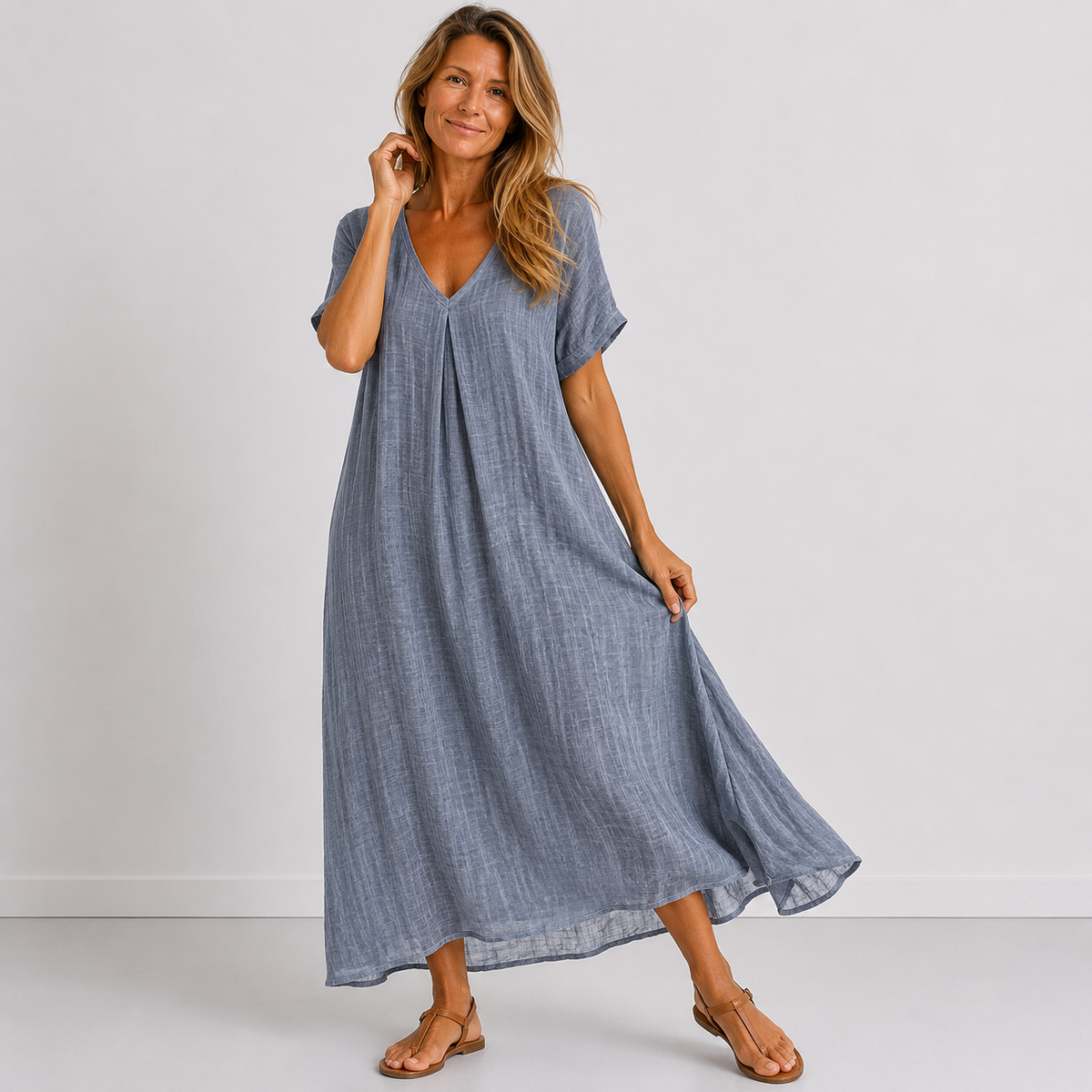 VIOLETTE™ - FLOWING V-NECK MAXI DRESS