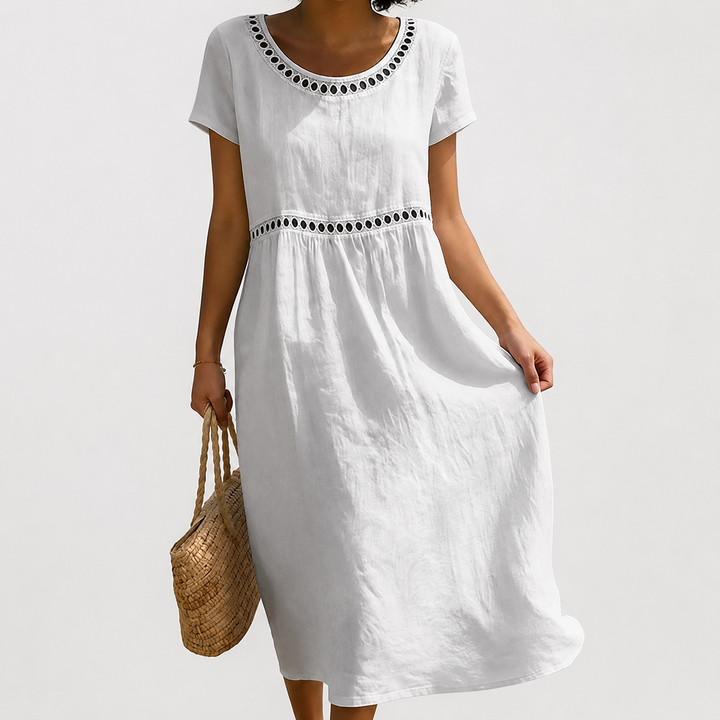 LAVINIA™ - EMBROIDERED EMPIRE-WAIST DRESS