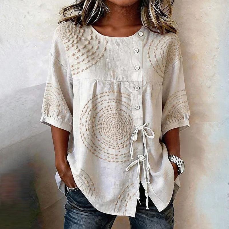 MARGAUX™ - VINTAGE PRINT BUTTON BLOUSE