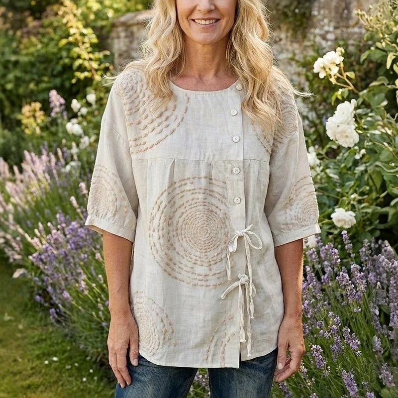 MARGAUX™ - VINTAGE PRINT BUTTON BLOUSE