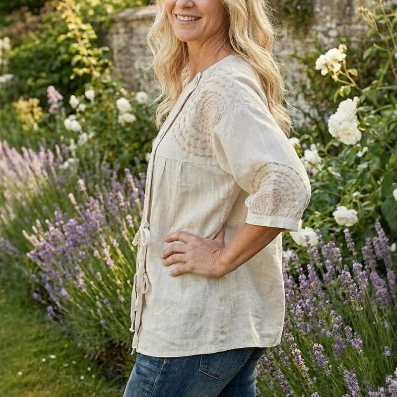 MARGAUX™ - VINTAGE PRINT BUTTON BLOUSE