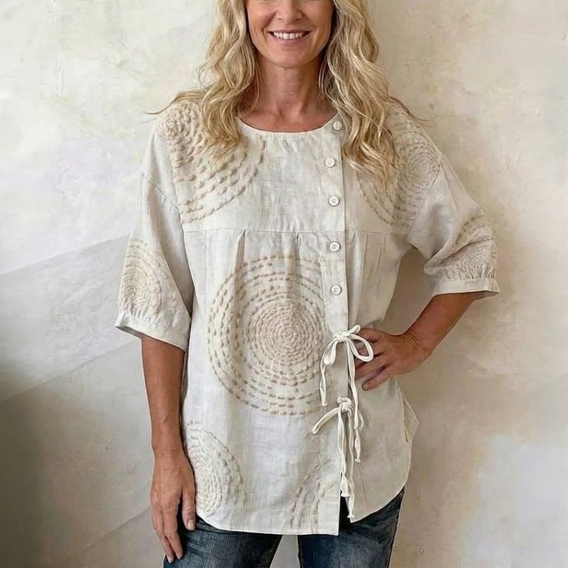 MARGAUX™ - VINTAGE PRINT BUTTON BLOUSE
